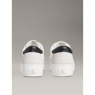 Baskets Calvin Klein Vulcanized Flatform en nylon blanches pour femme, référence YW0YW01896-01W
