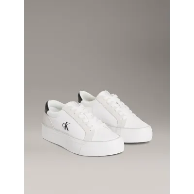 Baskets Calvin Klein Vulcanized Flatform en nylon blanches pour femme, référence YW0YW01896-01W