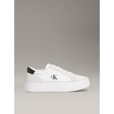 Baskets Calvin Klein Vulcanized Flatform en nylon blanches pour femme, référence YW0YW01896-01W