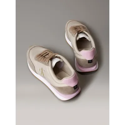 Baskets Calvin Klein Retro Runner Lace-Up beiges pour femme, référence YW0YW01990-0IJ