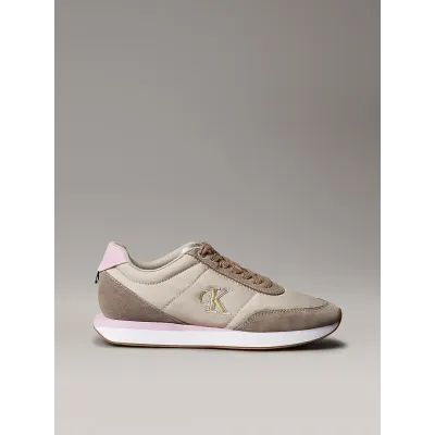 Baskets Calvin Klein Retro Runner Lace-Up beiges pour femme, référence YW0YW01990-0IJ