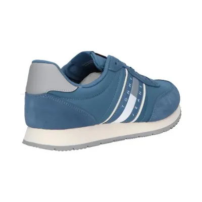 Baskets homme Tommy Jeans Runner Casual Essential Sneakers Bleu EM0EM01351-DA1