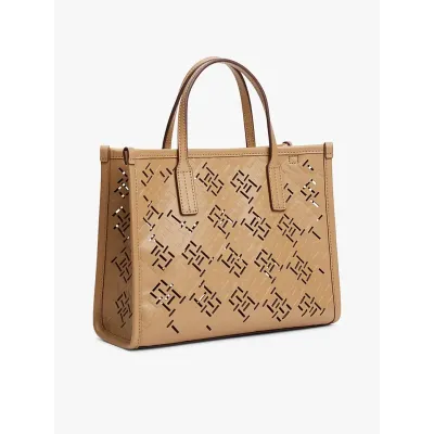 Sac cabas Tommy Hilfiger City TH Monogram beige pour femme, référence AW0AW17500-RBC