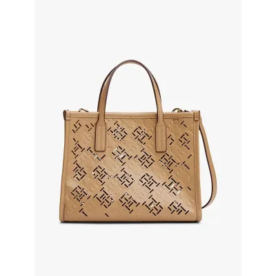 Sac cabas Tommy Hilfiger City TH Monogram beige pour femme, référence AW0AW17500-RBC