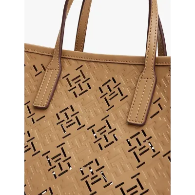 Sac cabas Tommy Hilfiger City TH Monogram beige pour femme, référence AW0AW17500-RBC