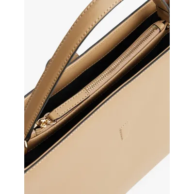 Sac à main Tommy Hilfiger TH Monogram Crossbody Satchel beige pour femme, référence AW0AW17724-RBC