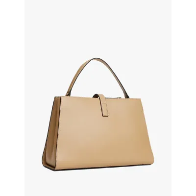 Sac à main Tommy Hilfiger TH Monogram Crossbody Satchel beige pour femme, référence AW0AW17724-RBC