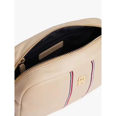 Sac bandoulière Tommy Hilfiger Popette Soft Camera beige pour femme, référence AW0AW17997-0F4