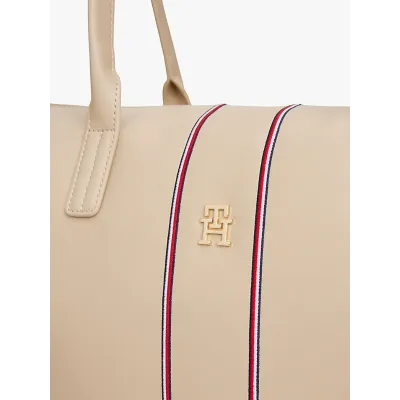 Sac cabas Tommy Hilfiger Popette Soft Tote Corp beige pour femme, référence AW0AW17999-0F4