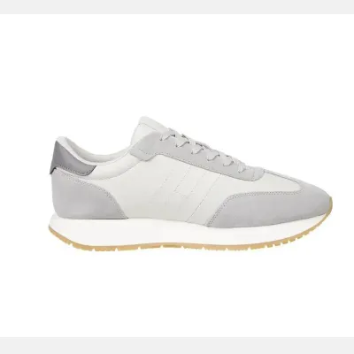 Baskets homme Tommy Jeans Retro Runner Gris EM0EM01502-PRZ en cuir, textile et synthétique