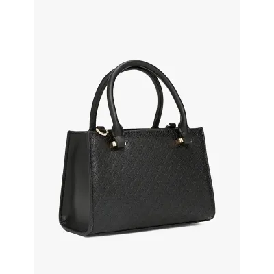 Sac à main femme Tommy Hilfiger Eternity Micro Tote Monogramme Noir AW0AW16932-BDS en polyuréthane avec design compact