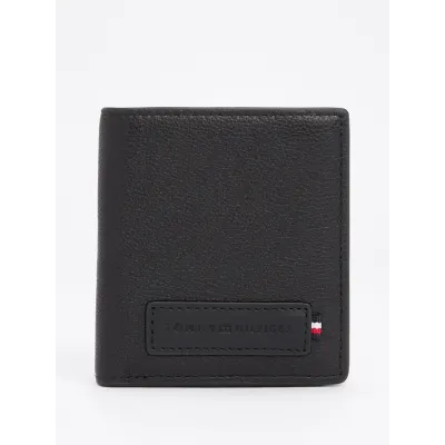 Portefeuille homme Tommy Hilfiger Tommy Logo Leather Bifold Wallet Noir AM0AM13034-BDS en cuir véritable