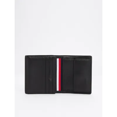 Portefeuille homme Tommy Hilfiger Tommy Logo Leather Bifold Wallet Noir AM0AM13034-BDS en cuir véritable