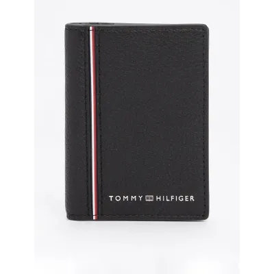 Portefeuille homme Tommy Hilfiger TH Corporate BIFOLD Noir AM0AM13046-BDS en cuir véritable grainé