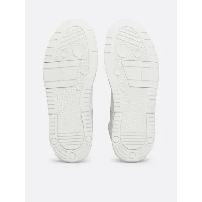 Sneakers homme Tommy Jeans BROOKLYN MIX MAT MID EM0EM01458-YBL blanches en cuir textile avec lacets semelle caoutchouc