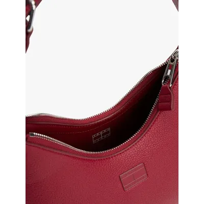 Sac porté épaule Tommy Jeans Pebble Grain rouge pour femme, référence AW0AW17548-XJ9