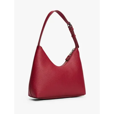 Sac porté épaule Tommy Jeans Pebble Grain rouge pour femme, référence AW0AW17548-XJ9
