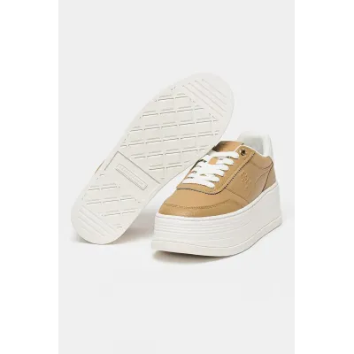 Baskets Tommy Hilfiger Platform Lux Court Sneaker beiges pour femme, référence FW0FW08379-RBC