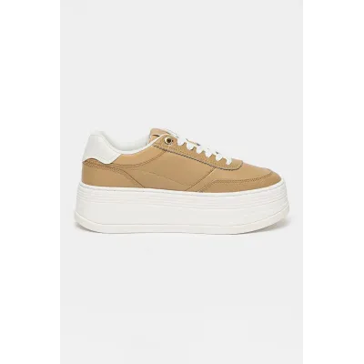 Baskets Tommy Hilfiger Platform Lux Court Sneaker beiges pour femme, référence FW0FW08379-RBC