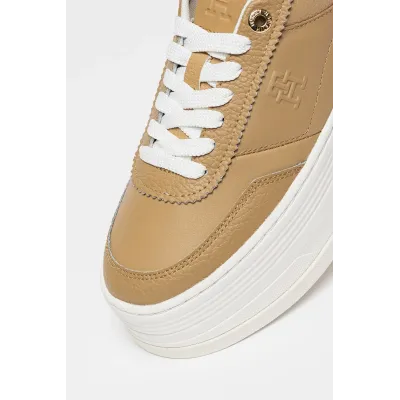 Baskets Tommy Hilfiger Platform Lux Court Sneaker beiges pour femme, référence FW0FW08379-RBC