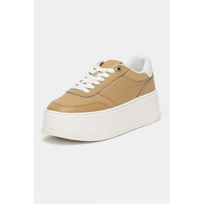 Baskets Tommy Hilfiger Platform Lux Court Sneaker beiges pour femme, référence FW0FW08379-RBC