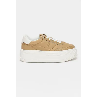 Baskets Tommy Hilfiger Platform Lux Court Sneaker beiges pour femme, référence FW0FW08379-RBC
