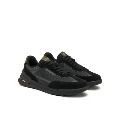 Baskets Tommy Hilfiger Leather Cleat Classic Trainers noires pour homme, référence FM0FM05328-BDS