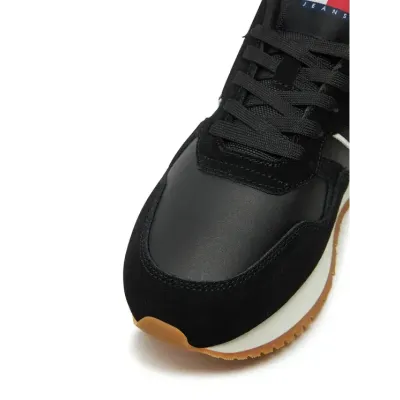 Sneakers femme Tommy Jeans EVA Retro Runner Noir EN0EN02771-BDS en cuir véritable.