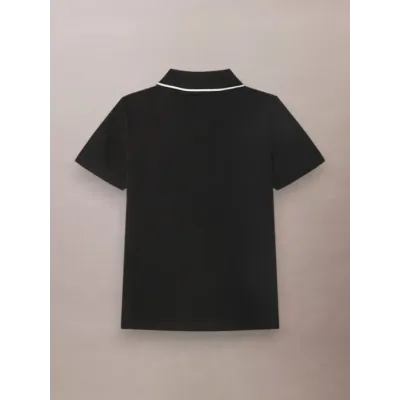 Polo enfant Calvin Klein Pique Polo Shirt Noir IB0IB02542-BEH en coton stretch piqué avec col contrasté, coupe Regular Fit