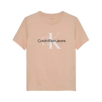 T-shirt enfant Calvin Klein Kids Logo Beige IU0IU00676-TGI en coton