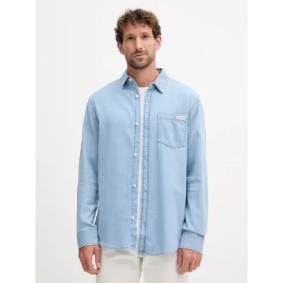 Chemise homme Calvin Klein Casual Classic Bleue LV040BM796-N85 en coton léger avec col classique