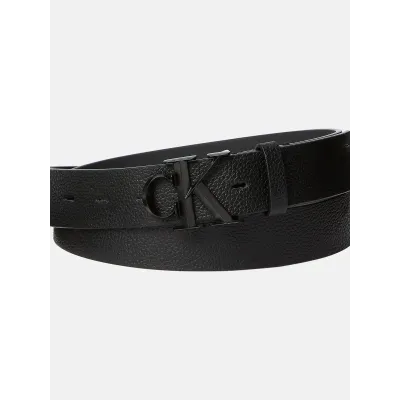 Ceinture homme Calvin Klein CK Buckle 32 mm Noire LV04D7022G-UB1 en cuir avec boucle métallique monogramme CK.