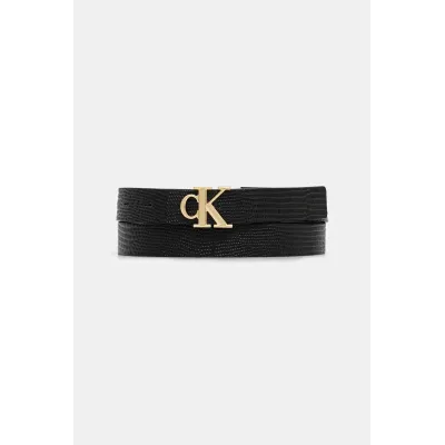 Ceinture femme Calvin Klein Monogram Buckle 25 mm Réversible Noire LV04F7040G-UB1 avec boucle métallique