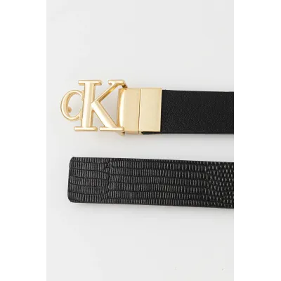 Ceinture femme Calvin Klein Monogram Buckle 25 mm Réversible Noire LV04F7040G-UB1 avec boucle métallique