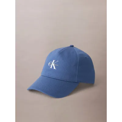 Casquette Calvin Klein Monologo Printed Baseball Bleue LV04G5032G-C3I en coton avec logo imprimé et fermeture réglable.