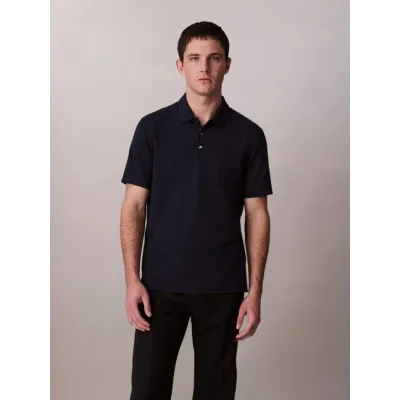 Polo homme Calvin Klein Stripe Stretch Jacquard Polo bleu marine LV04LB220G-CEF manches courtes.