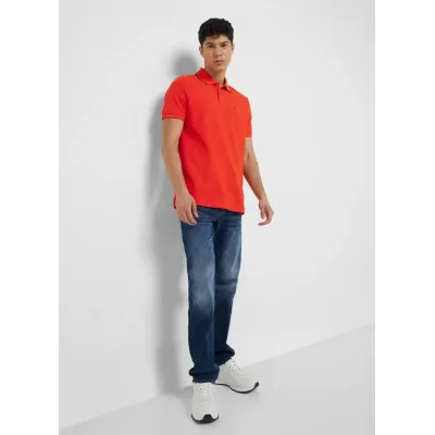 Polo homme Calvin Klein Short Sleeve Refined Piqué Tipping orange LV04LC239G-TNC en coton piqué