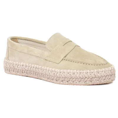 Mocassins femme en cuir beige à plateforme EMC101-DBG