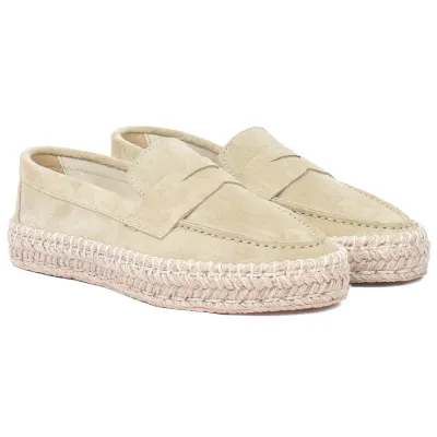 Mocassins femme en cuir beige à plateforme EMC101-DBG