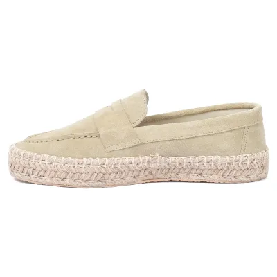 Mocassins femme en cuir beige à plateforme EMC101-DBG