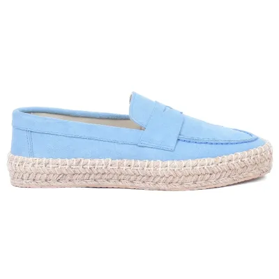 Mocassins femme plateforme en cuir bleu clair EMC101-DBLC