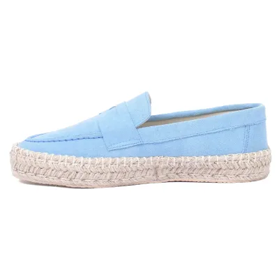 Mocassins femme plateforme en cuir bleu clair EMC101-DBLC