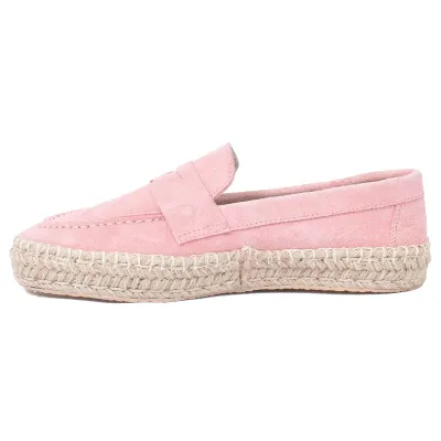 Mocassins femme plateforme en cuir rose EMC101-DRO