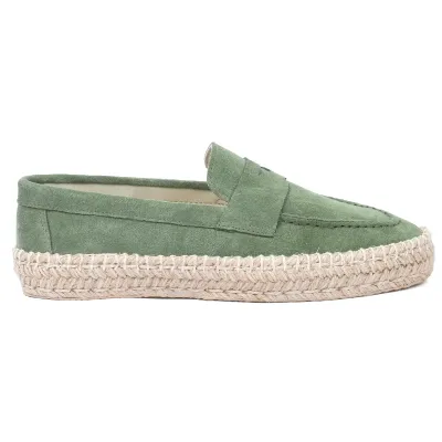 Mocassins femme plateforme en cuir vert EMC101-DVT