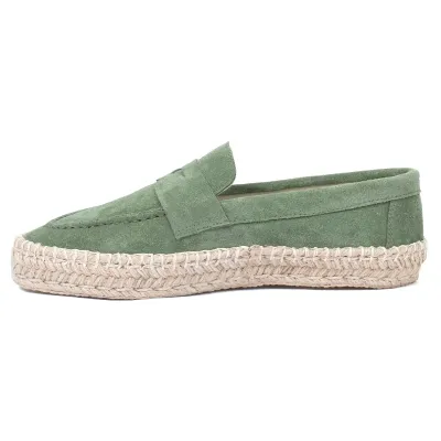 Mocassins femme plateforme en cuir vert EMC101-DVT