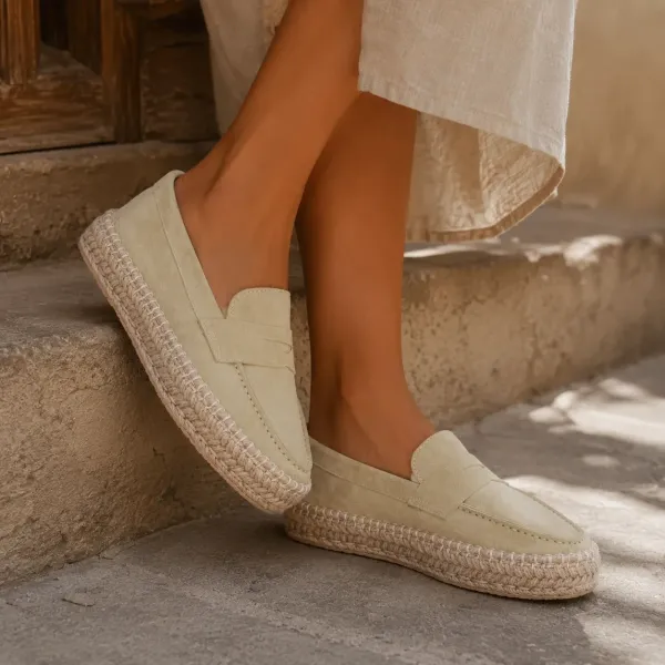 MOCASSINS FEMME PLATEFORME 100 % CUIR BEIGE