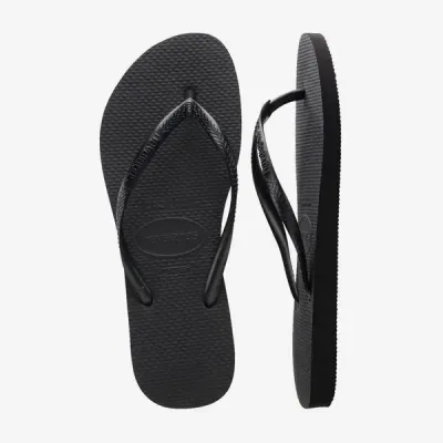 Tongs Havaianas Slim noires 4000030-0090 à brides fines et semelle en caoutchouc
