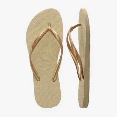 Tongs Havaianas Slim beige 4000030-2719 à brides fines et semelle en caoutchouc