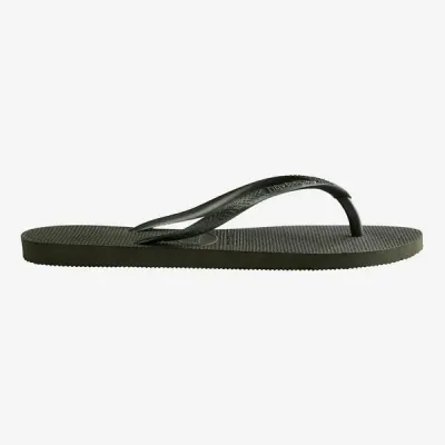 Tongs Havaianas Slim vert olive 4000030-4896 à brides fines et semelle en caoutchouc