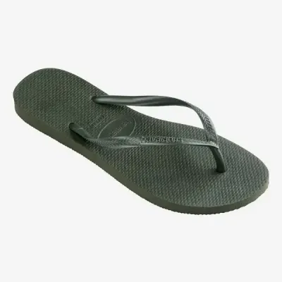Tongs Havaianas Slim vert olive 4000030-4896 à brides fines et semelle en caoutchouc